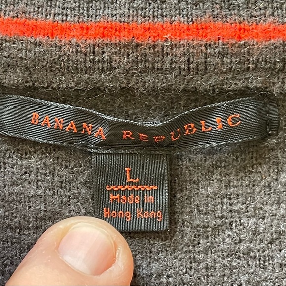 Banana Republic Merino Half Zip Sweater Dark Grey Men size Large - Picture 8 of 11